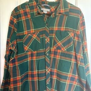 Natural Reflections Green and Orange Plaid Shirt
